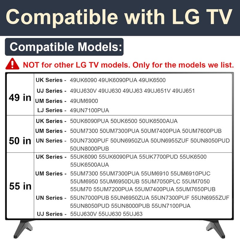 Maozhren Stand for LG TV Legs Replacement, TV Stand Legs for 49 50 55 Inch LG TV Stand - 49UK6090 50UK6090 50UK6500 50UM7300 50UN7300 55UK7700 55UM7300 55UM6910 55UN7300 MAM643660 MEZ64114730 with Screws - Image 3